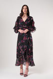 Susannah Black Floral Print Midaxi Dress