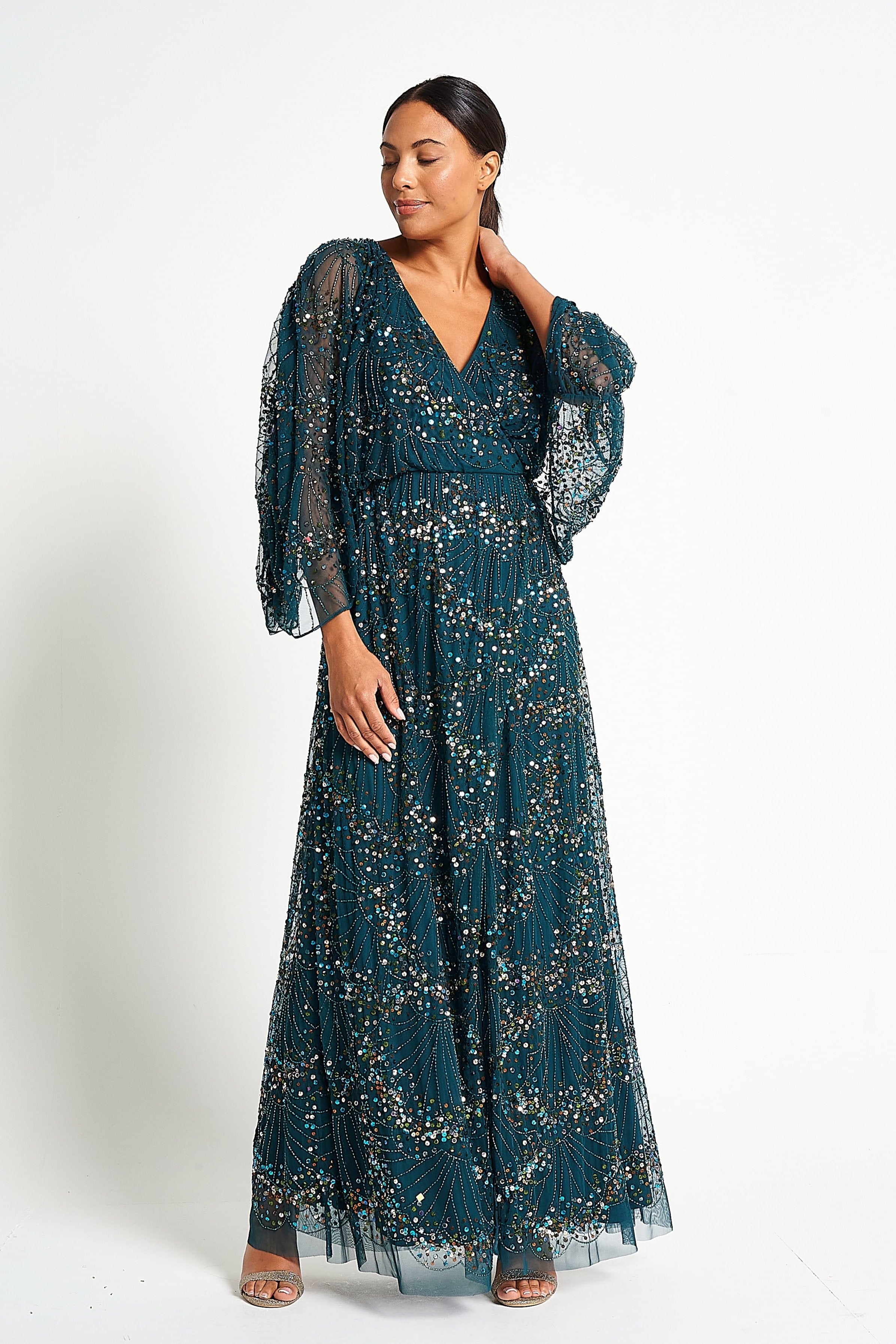 Sylvia Green Sequin Maxi Dress