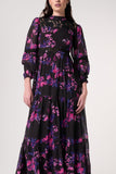 Talvi floral print maxi dress by Frock and Frill with long sleeves and lace detailing