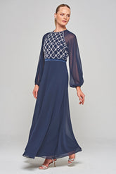 Valerie Embellished Maxi Dress - Navy
