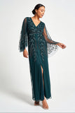 Vanessa Storm Green Embellished Maxi Dress