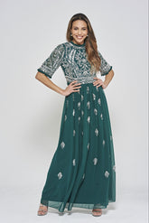 Veronica Embellished Maxi Dress - Deep Teal
