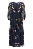 Veronne Floral Embroidered Dress in Navy