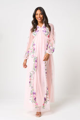 Zaria Blush Floral Embroidered Maxi Dress