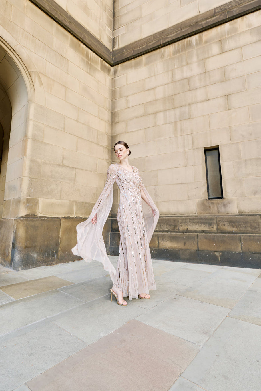 Zillah Embellished Cape Sleeve Maxi Dress