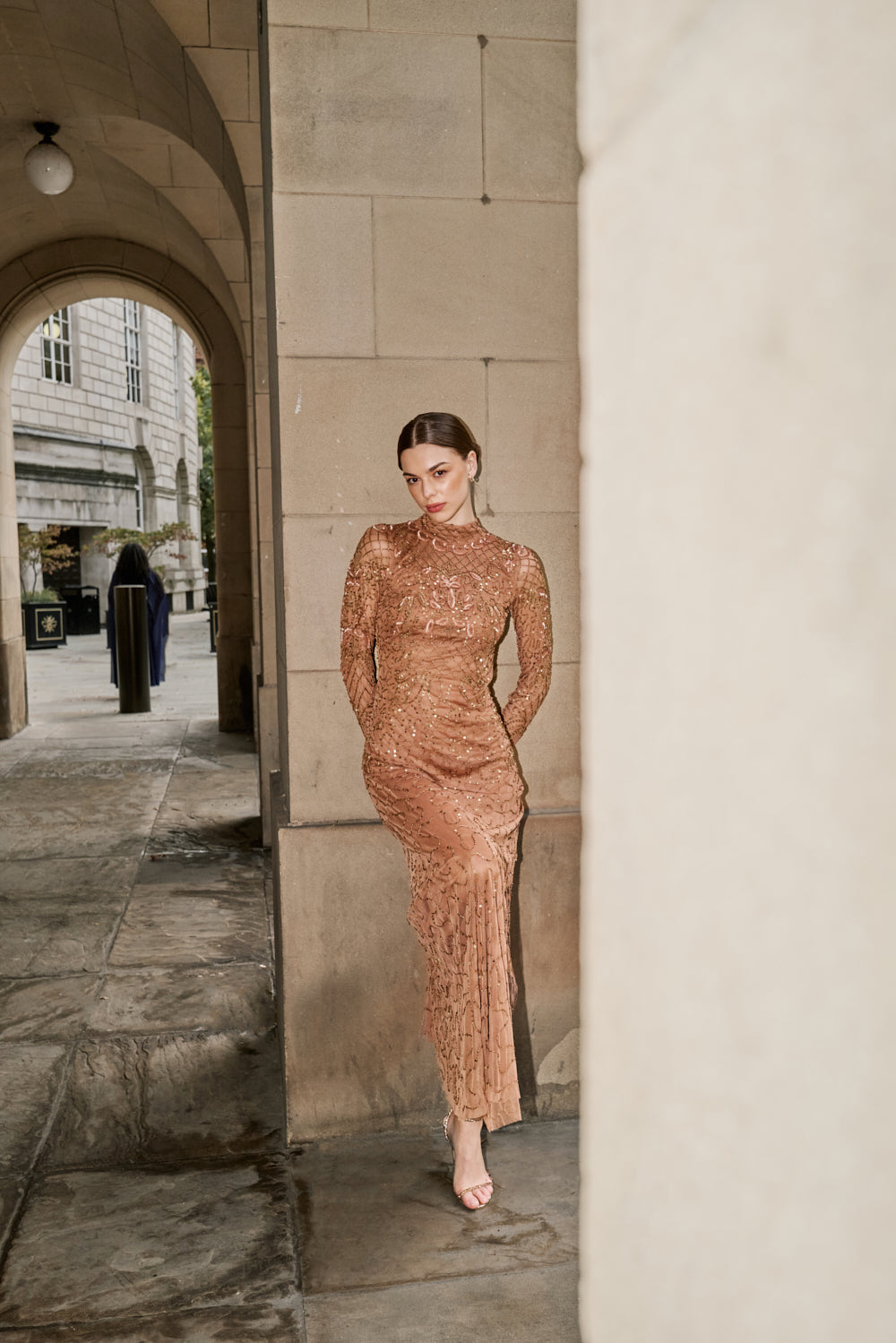 Edina Bronze Embellished Maxi Dress