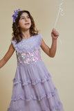 Isla Lilac Sequin Ruffled Dress