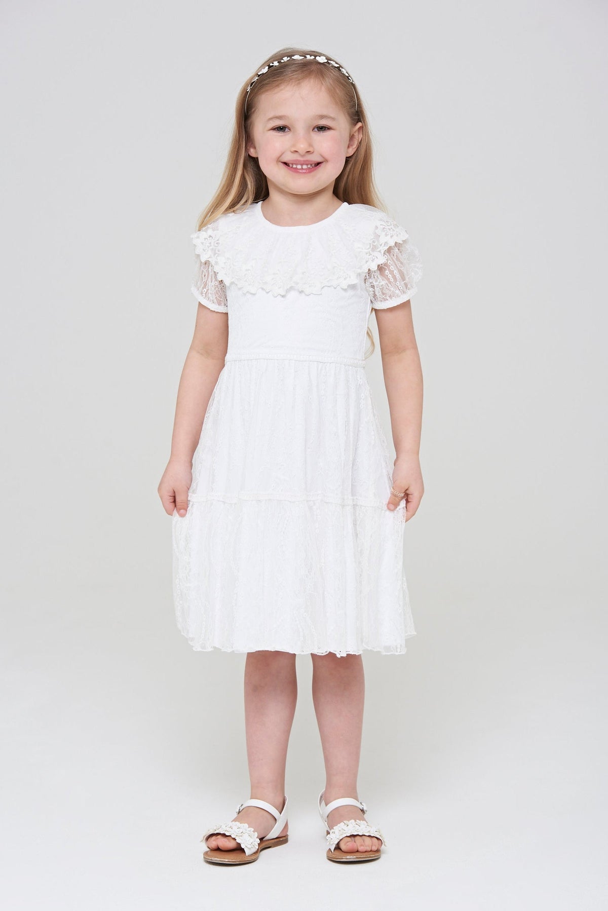 Amabella Lace Dress with Frill Collar