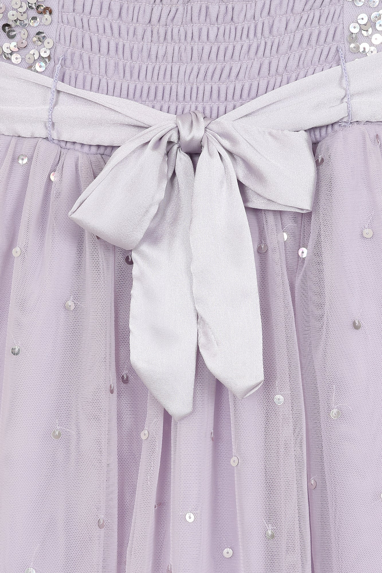 Honey Light Purple Sequin Ruffle Dress with Satin Bow