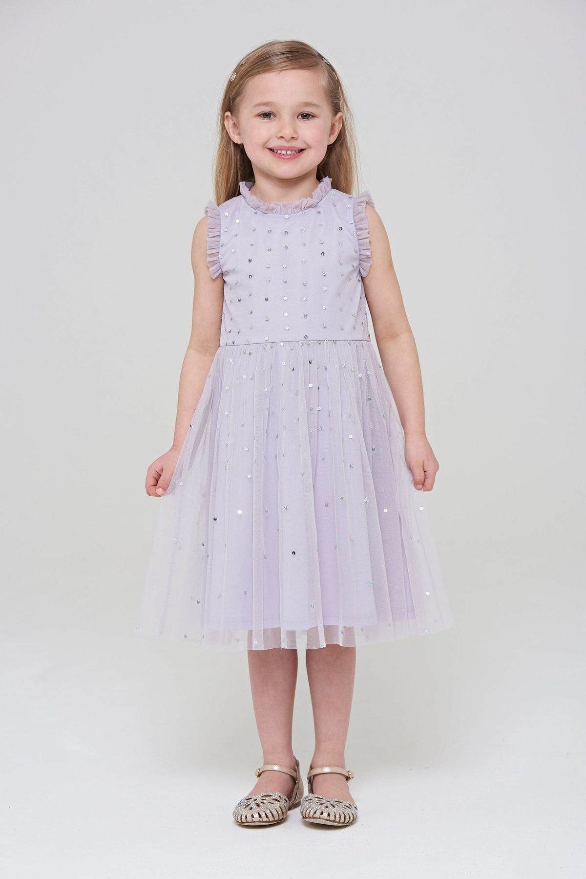 Alma Sequin Dress with Ruffle Trim