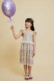 Myla Crystal Grey Floral Embroidered Dress with Tiered Skirt