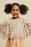 Tessa Almond Sequin Cape Dress