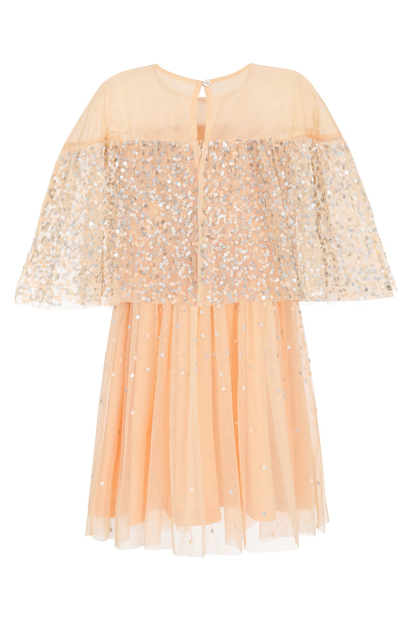 Tessa Almond Sequin Cape Dress