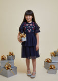 Alvie Navy Christmas Embroidered Dress