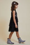 Evie Black Sequin Dress with Tiered Tulle Skirt