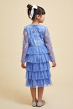 Eira Ice Blue Snowflake Embroidered Dress