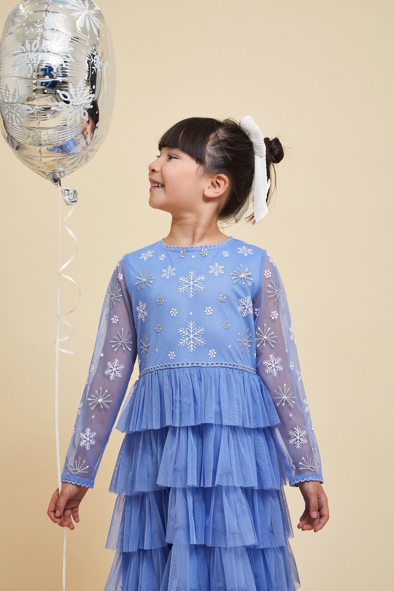 Eira Ice Blue Snowflake Embroidered Dress