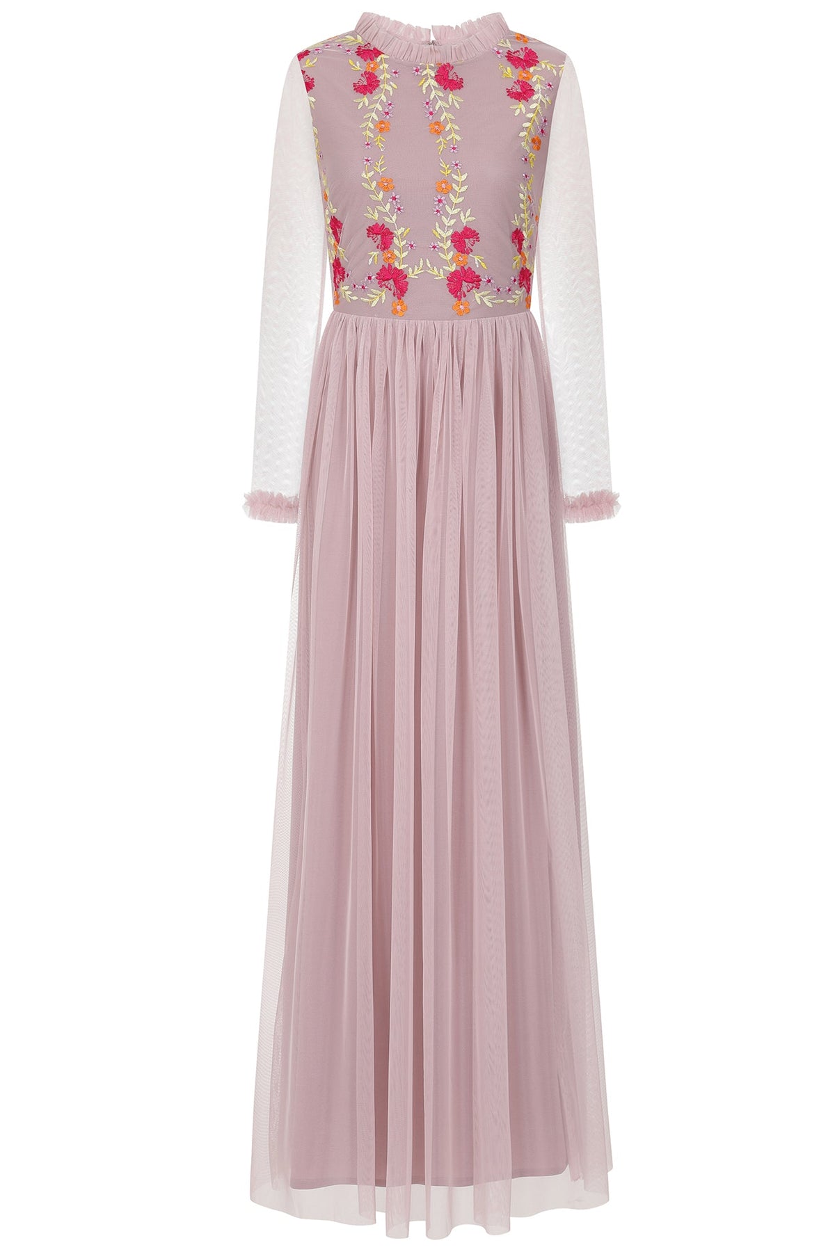 Abelia Blush Floral Embroidered Maxi Dress