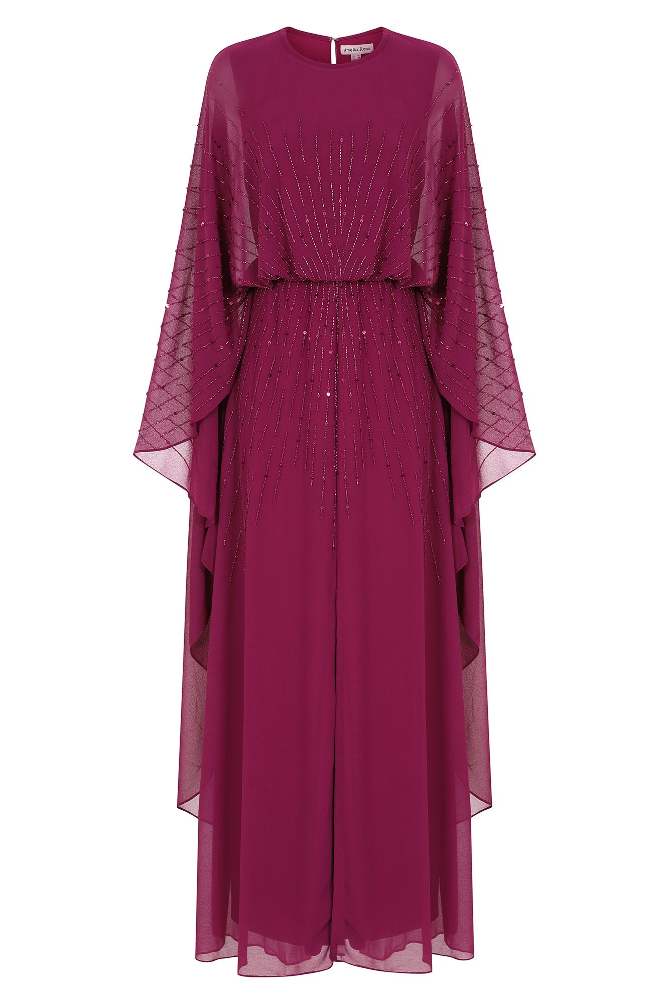 Ada Embellished Cape Sleeve Maxi Dress - Boysenberry