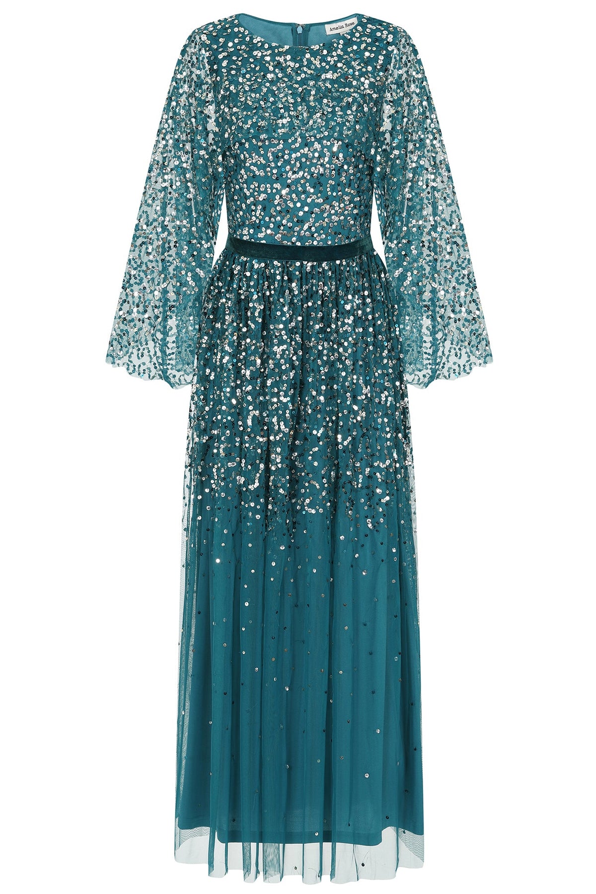 Adeline Cape Sleeve Sequin Maxi Dress - Mykonos Blue