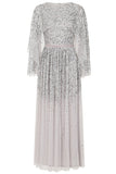 Adeline Cape Sleeve Sequin Maxi Dress - Grey