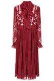 Agatha Burgundy Floral Embroidered Midi Dress