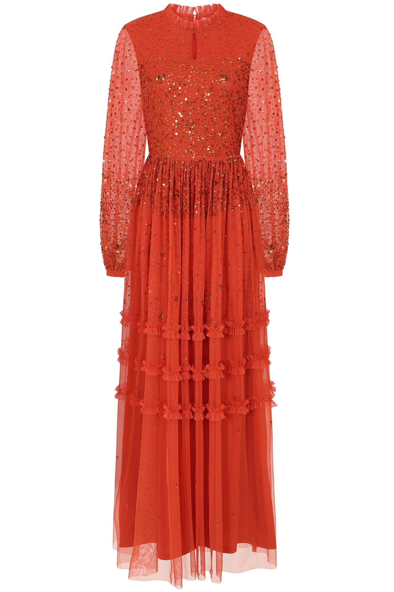 Agnes Sequin Maxi Dress - Copper Orange