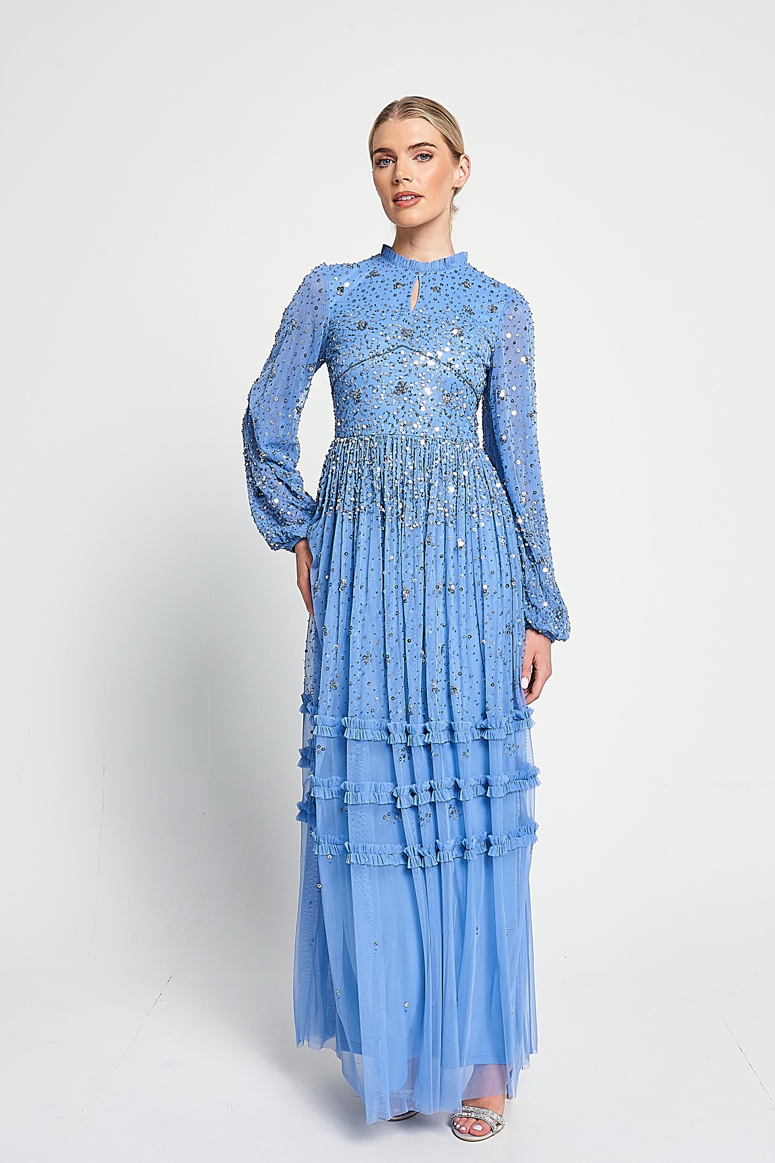 Agnes Sequin Maxi Dress - Powder Blue