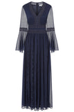 Aiden Navy Maxi Dress with Lace Panels