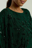 Aiya Rainforest Green Embellished Maxi Dress with Batwing Sleeves