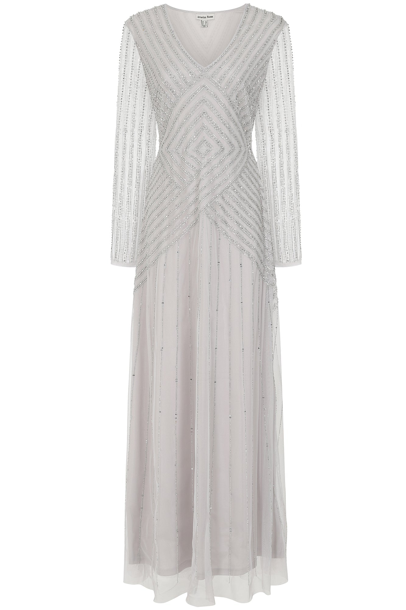 Alberta Grey Embellished Maxi Dress