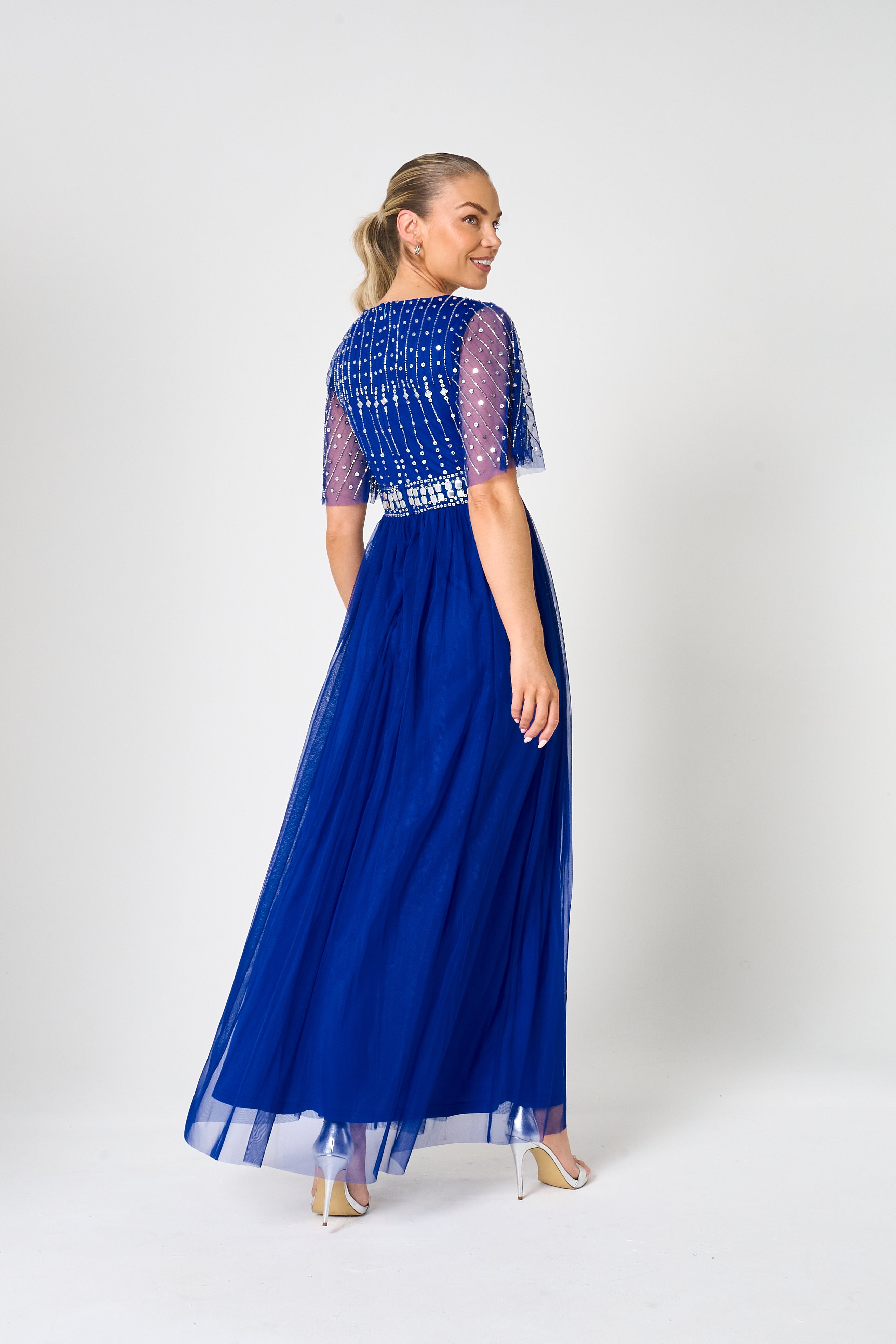 Alice Cobalt Blue Embellished Maxi Dress 