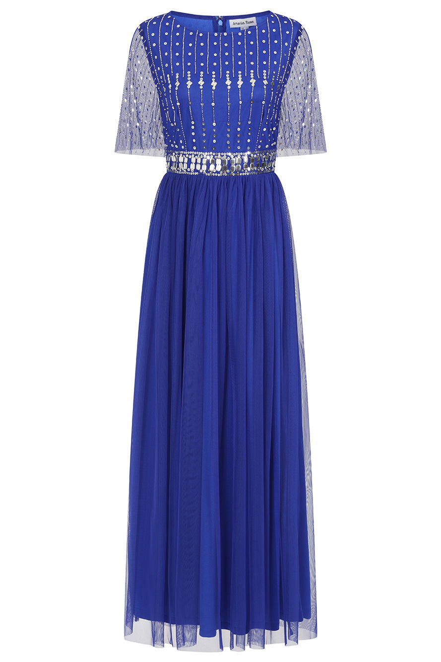 Alice Cobalt Blue Embellished Maxi Dress 