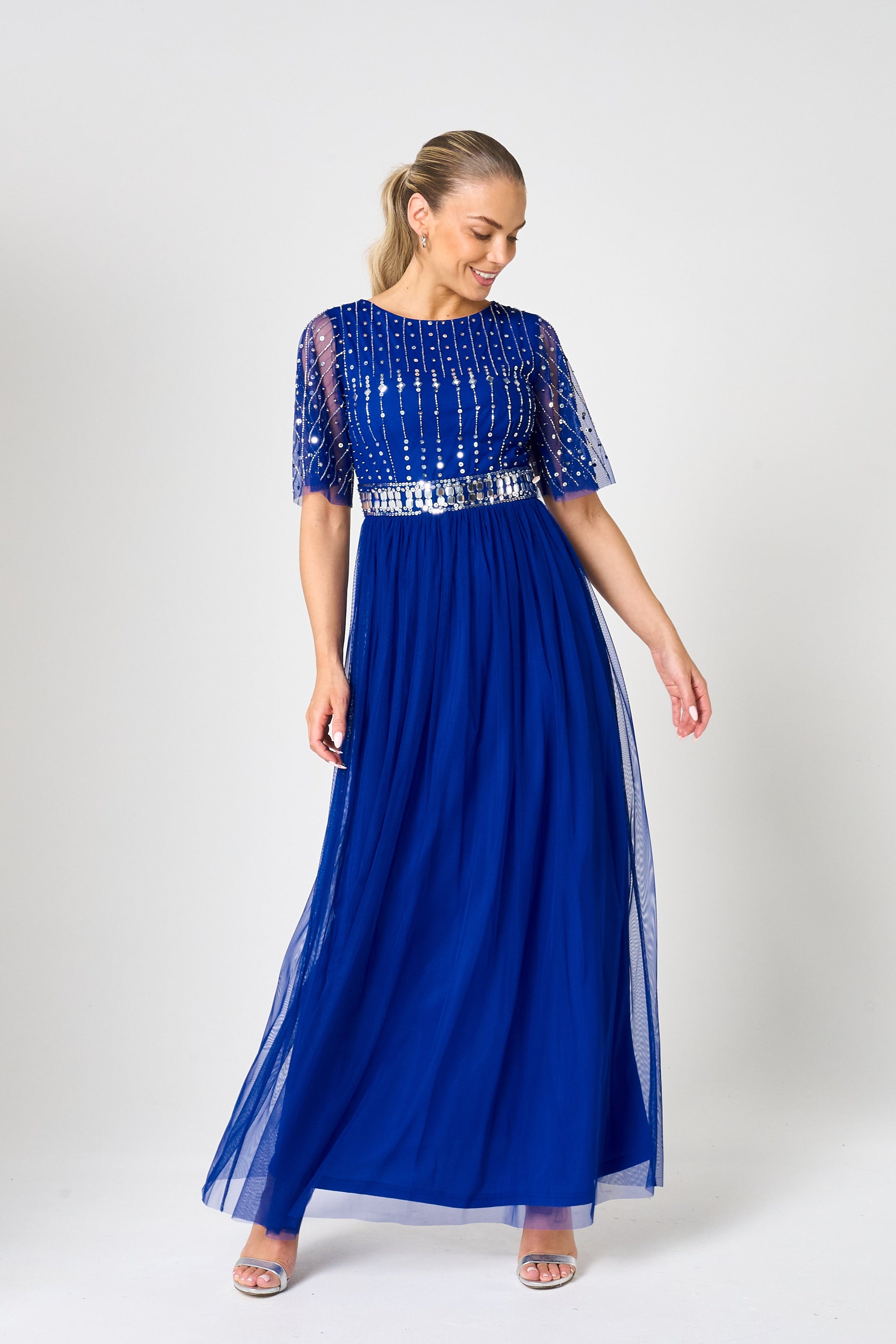 Alice Cobalt Blue Embellished Maxi Dress 