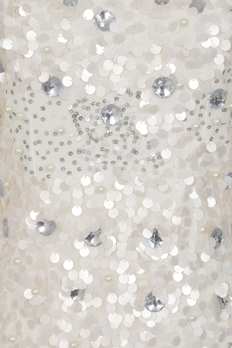 Alix White Floral Embellished Maxi Dress