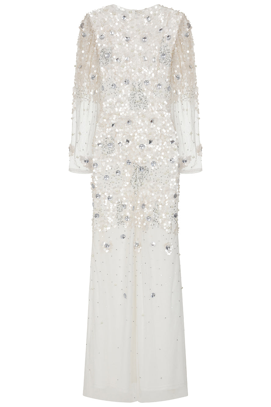 Alix White Floral Embellished Maxi Dress