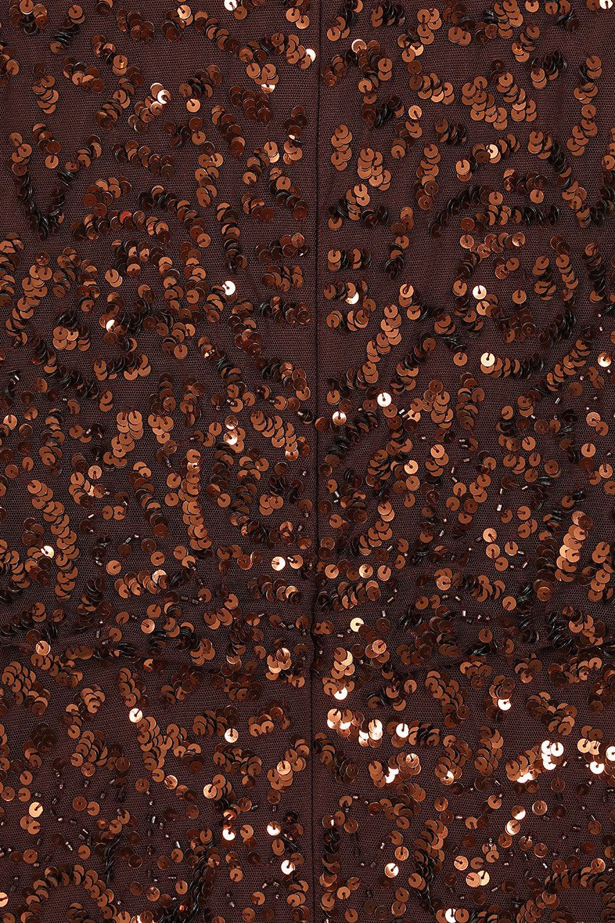 Allegro long sleeve sequin maxi dress in chicory coffee brown
