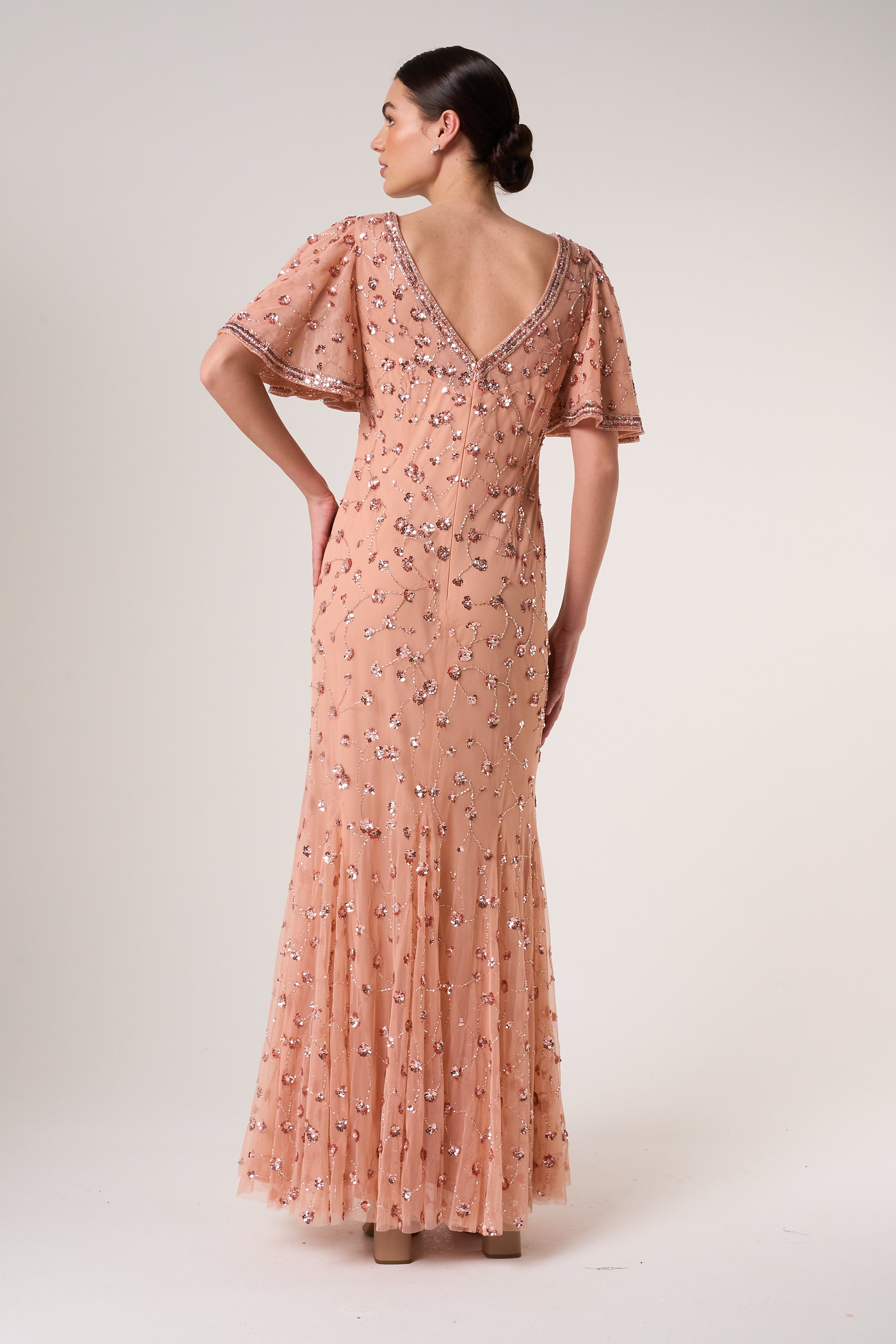 Amandine Blush Embellished Maxi Dress