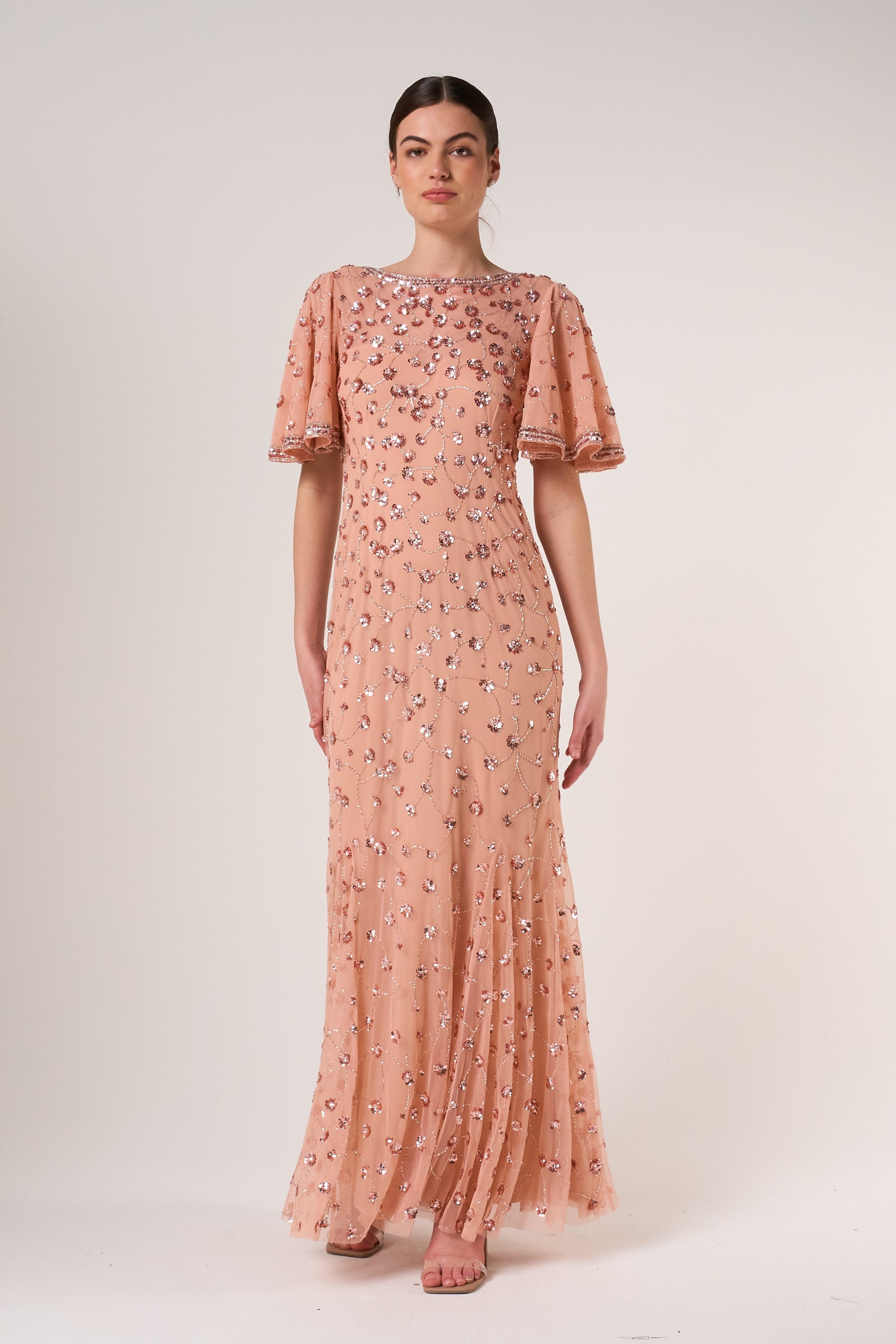 Amandine Blush Embellished Maxi Dress