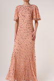 Amandine Blush Embellished Maxi Dress