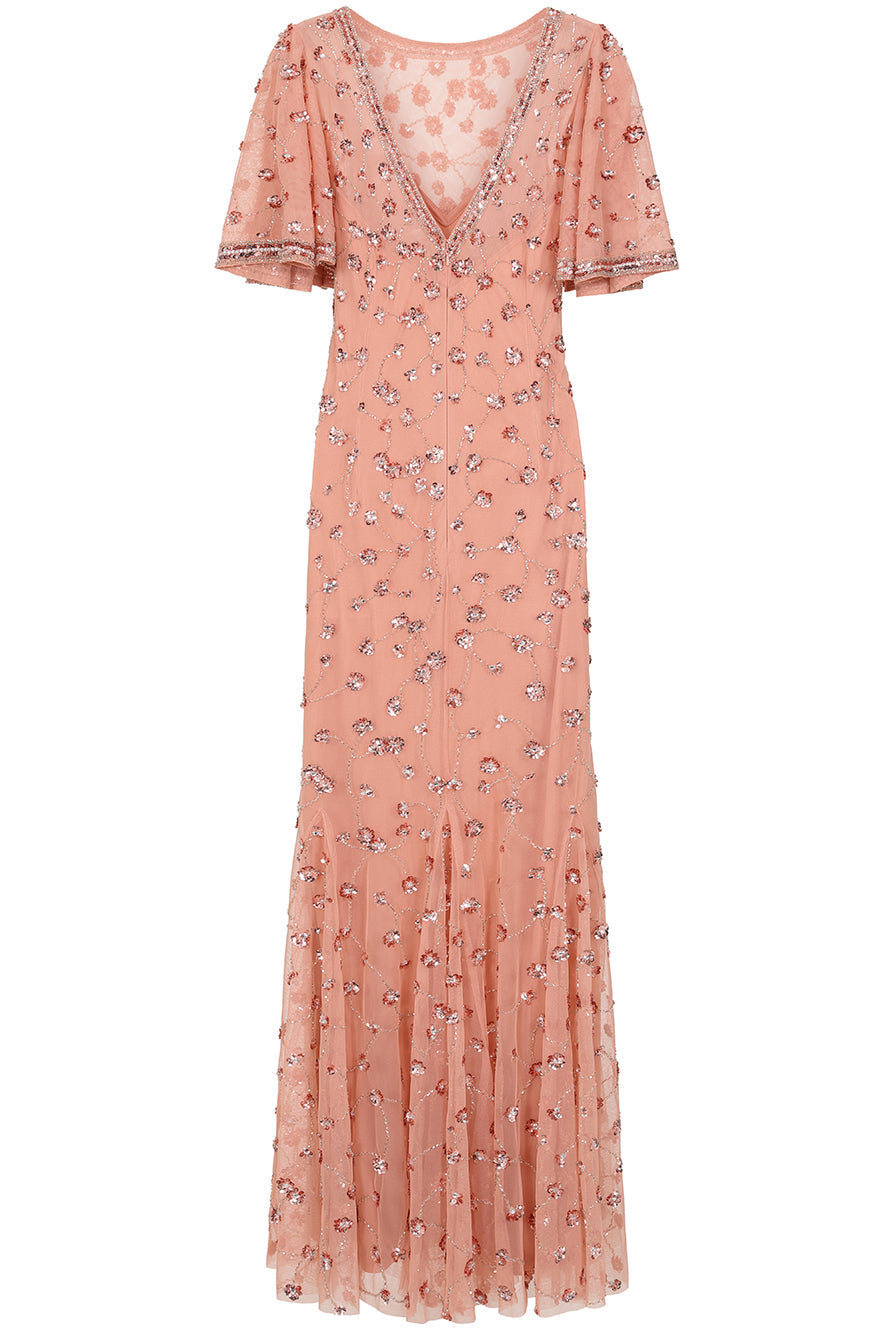 Amandine Blush Embellished Maxi Dress