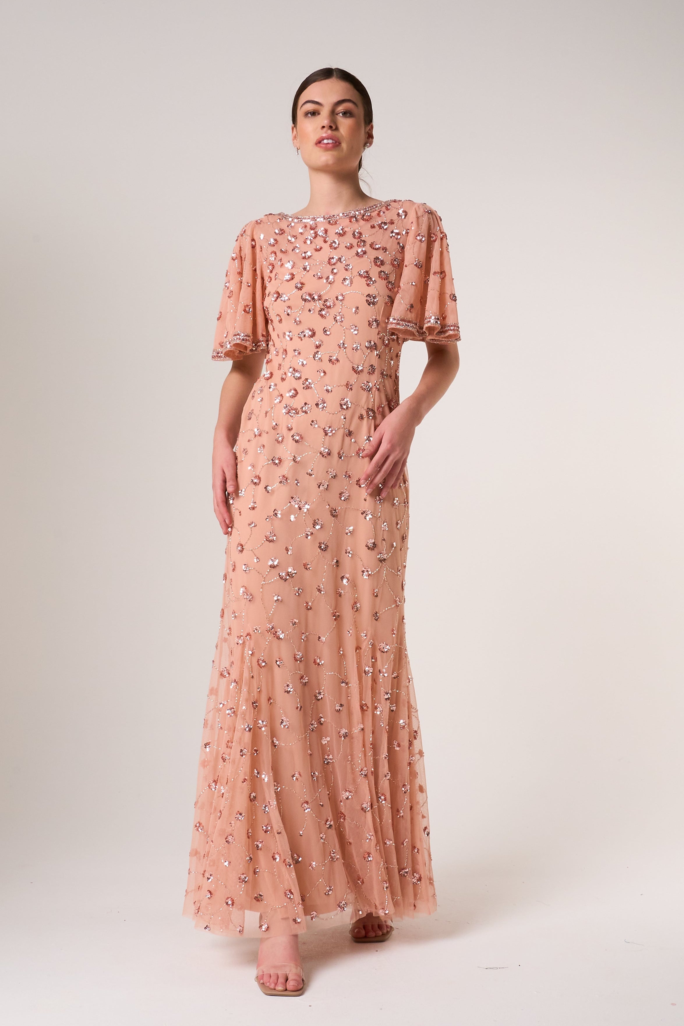 Amandine Blush Embellished Maxi Dress