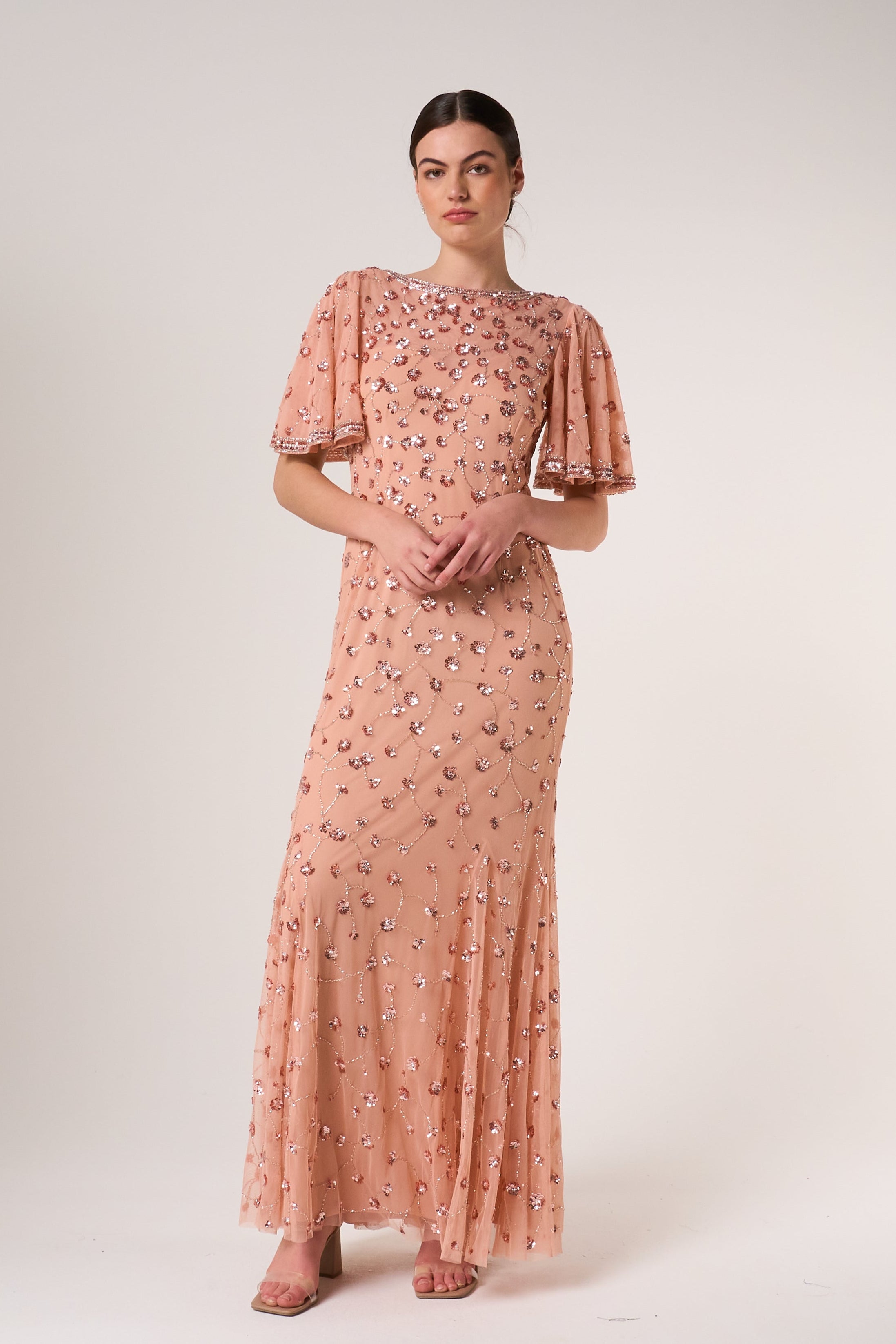 Amandine Blush Embellished Maxi Dress