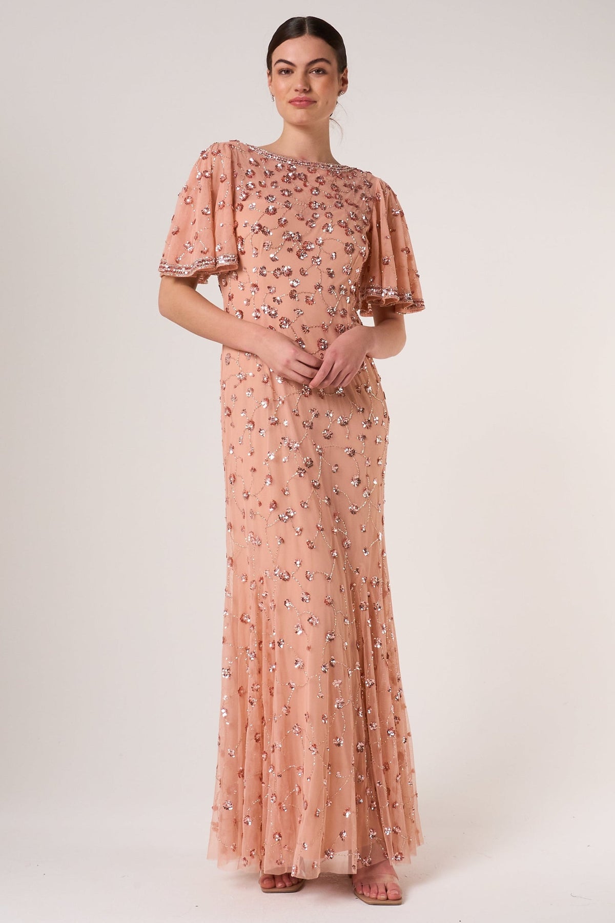 Amandine Blush Embellished Maxi Dress