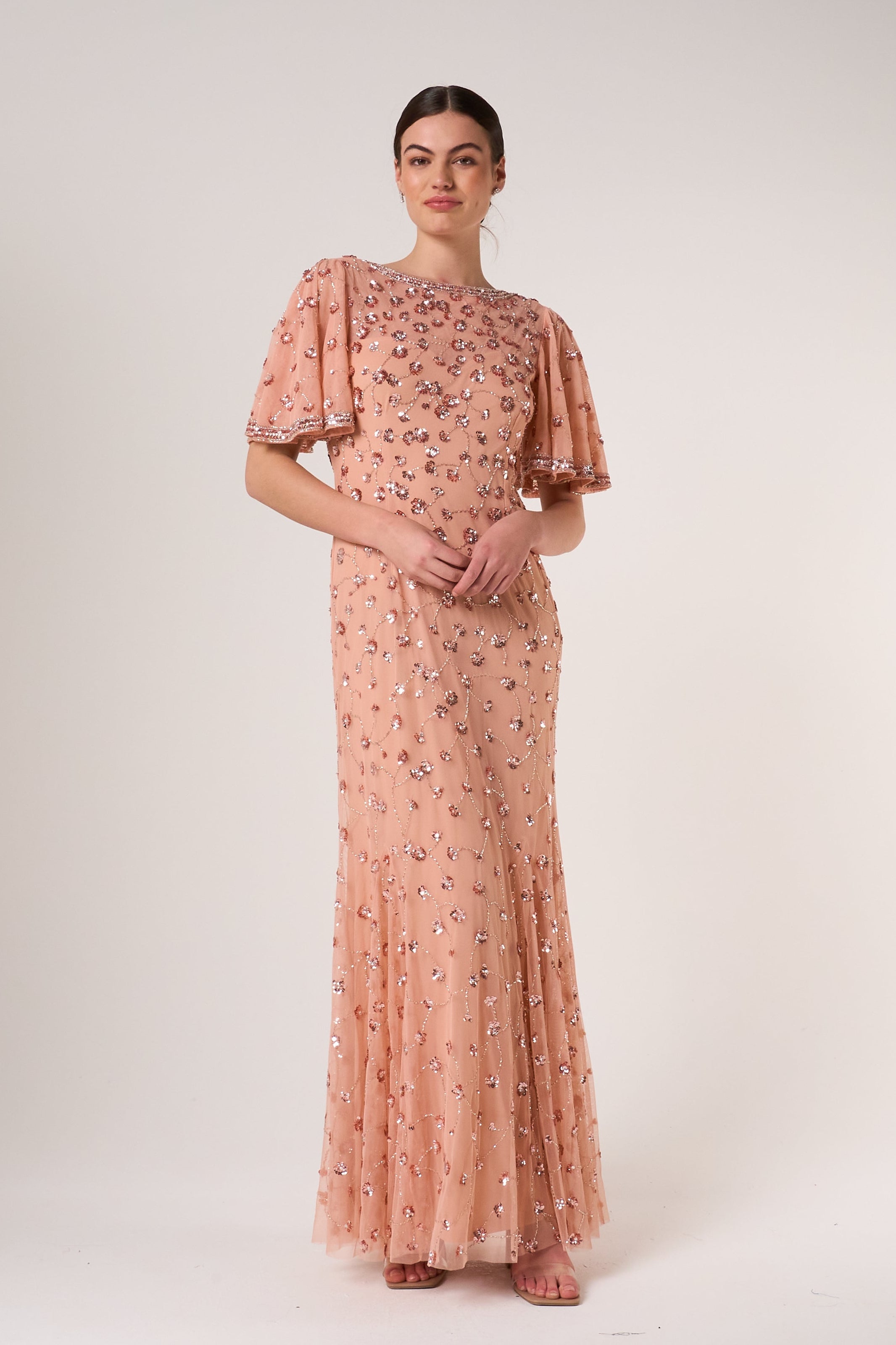 Amandine Blush Embellished Maxi Dress