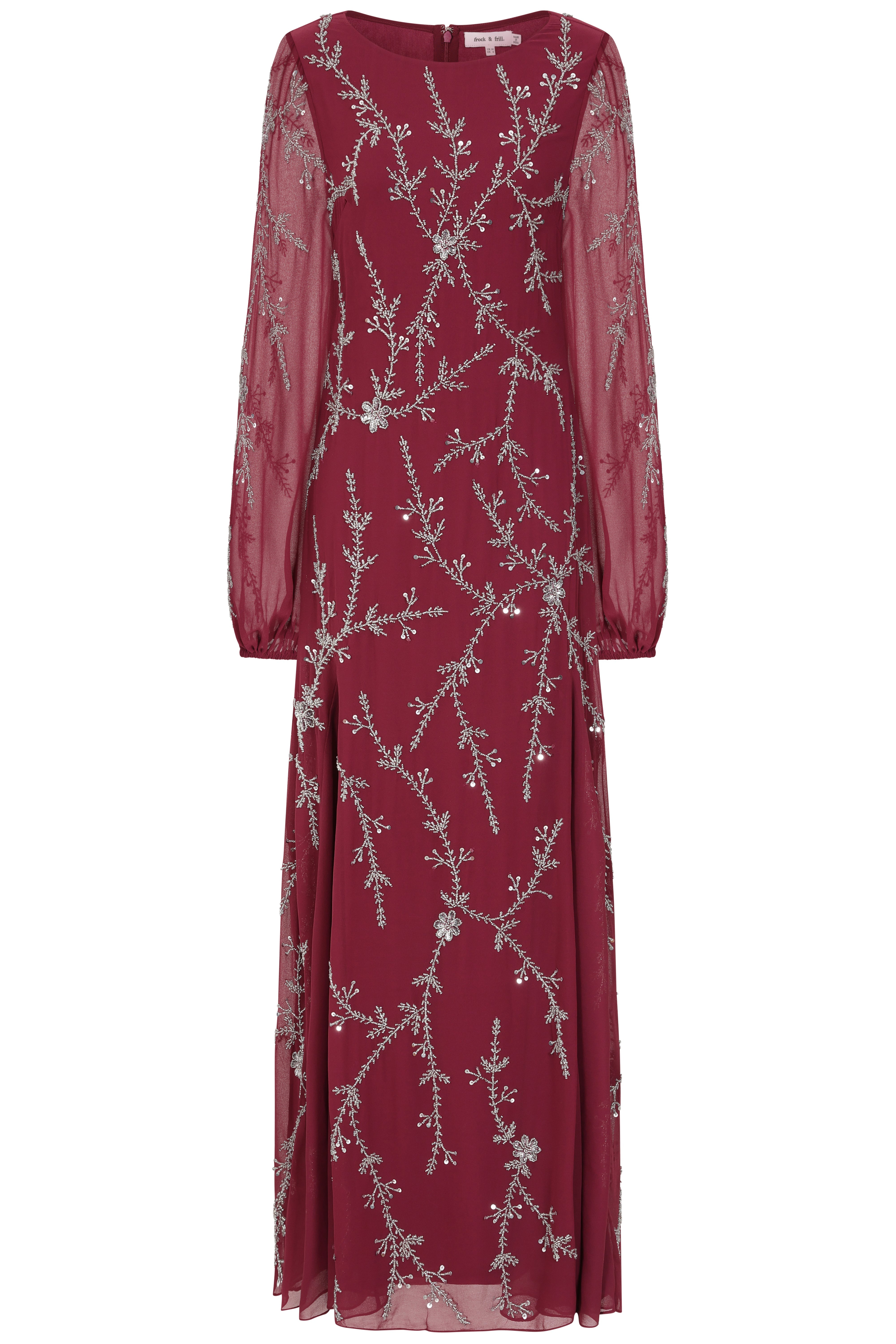 Amara Burgundy Embellished Maxi Dress