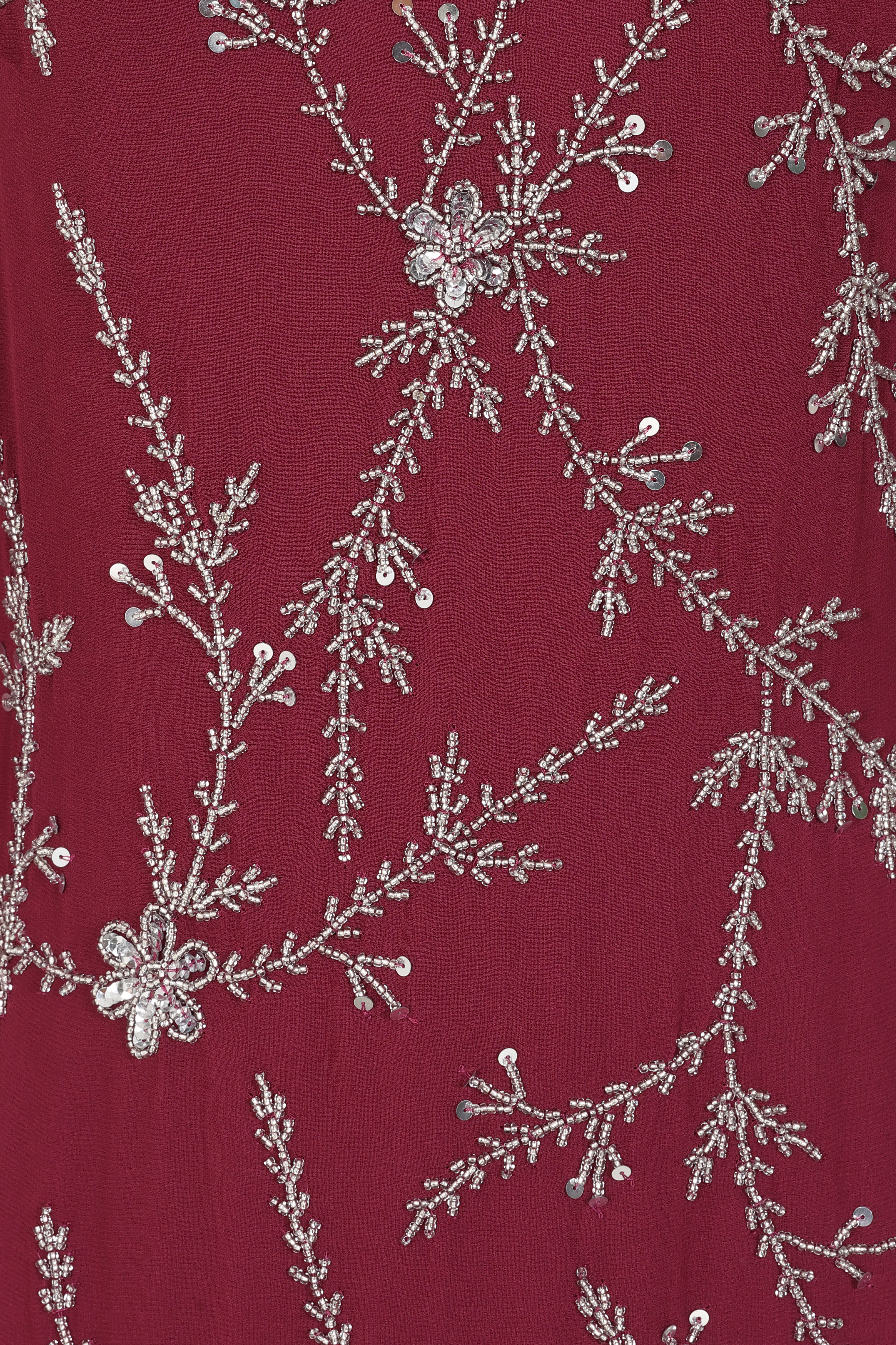 Amara Burgundy Embellished Maxi Dress