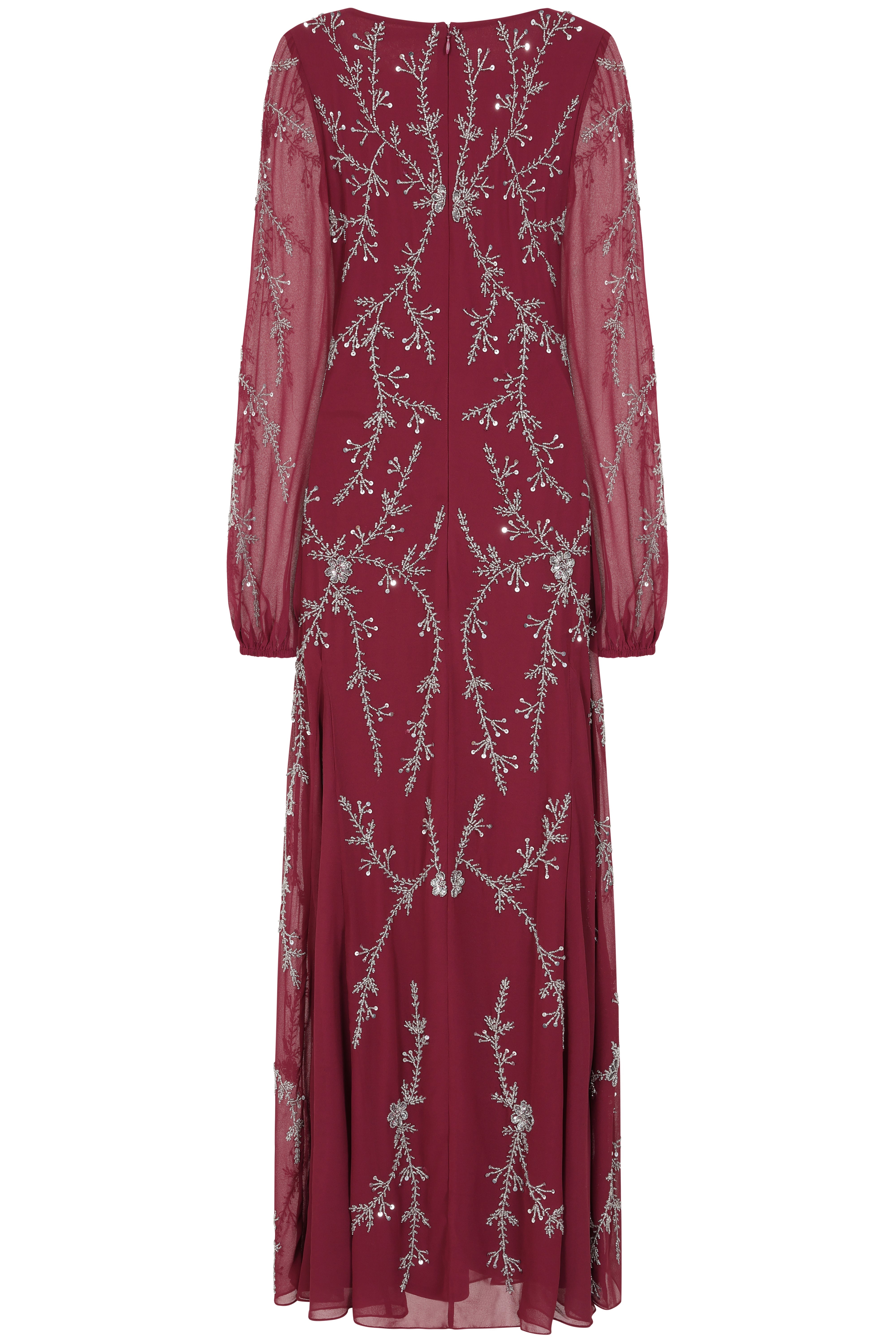Amara Burgundy Embellished Maxi Dress