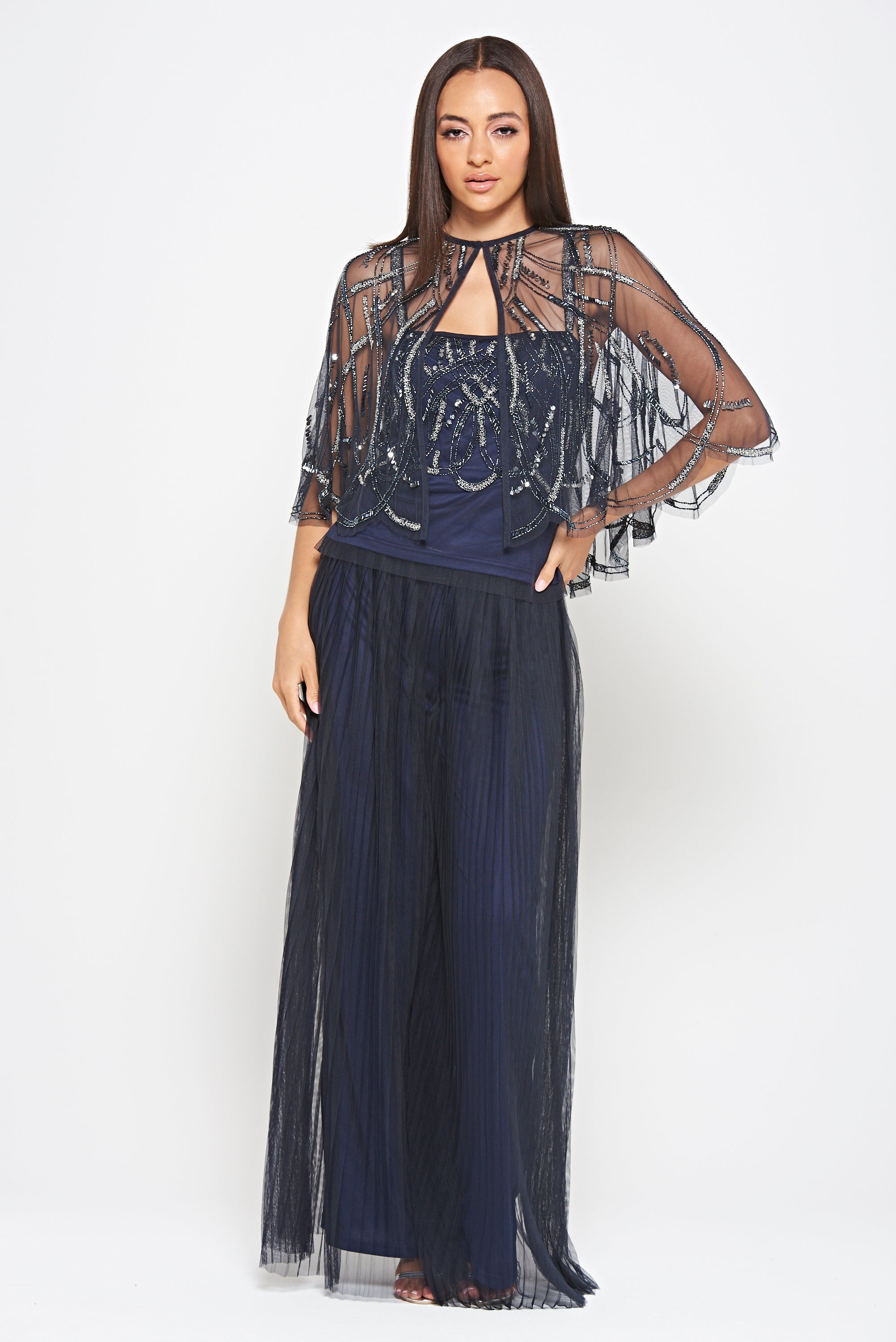 Anika Navy Embellished Three Piece Set