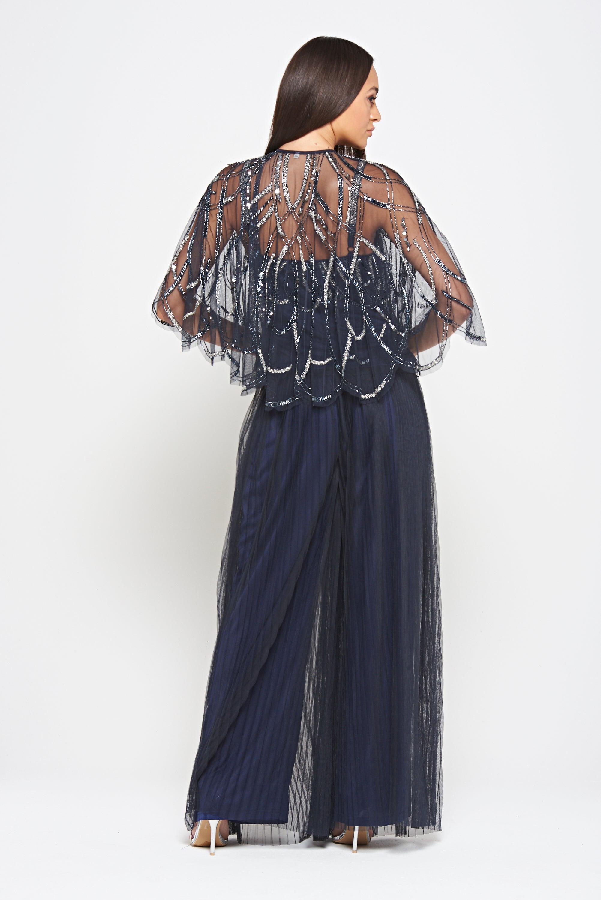 Anika Navy Embellished Three Piece Set